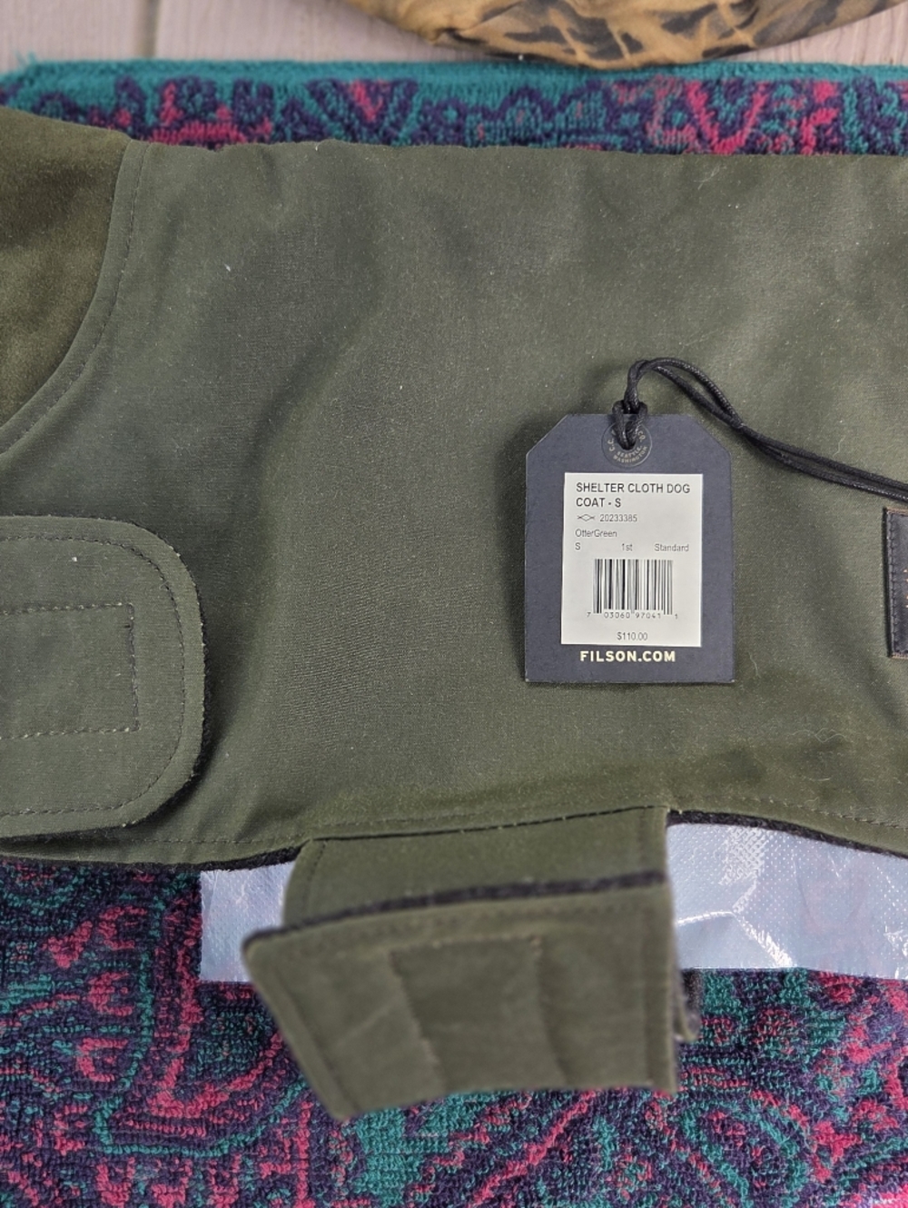 Filson Olive Green Shelter Cloth Canine Jacket